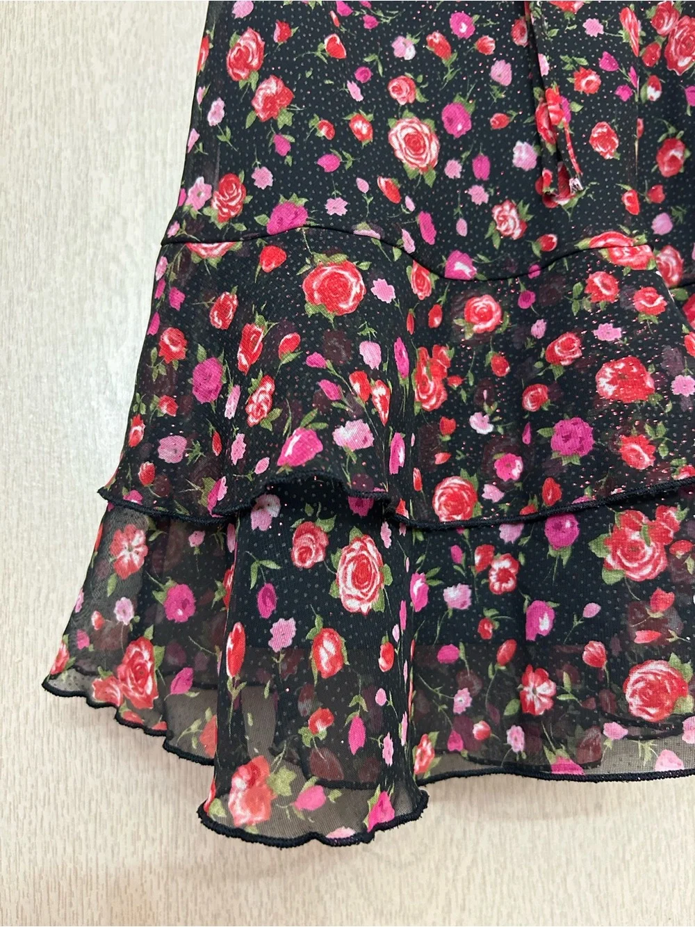 Vintage Byer California Mini Rose Print Skirt - Size 6X